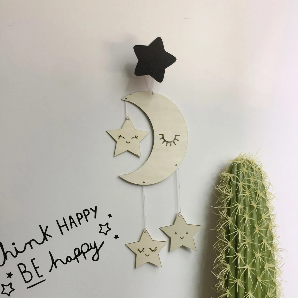 Детская комната Луна Звезда украшения деревянный кулон в виде Ловца снов ремесла