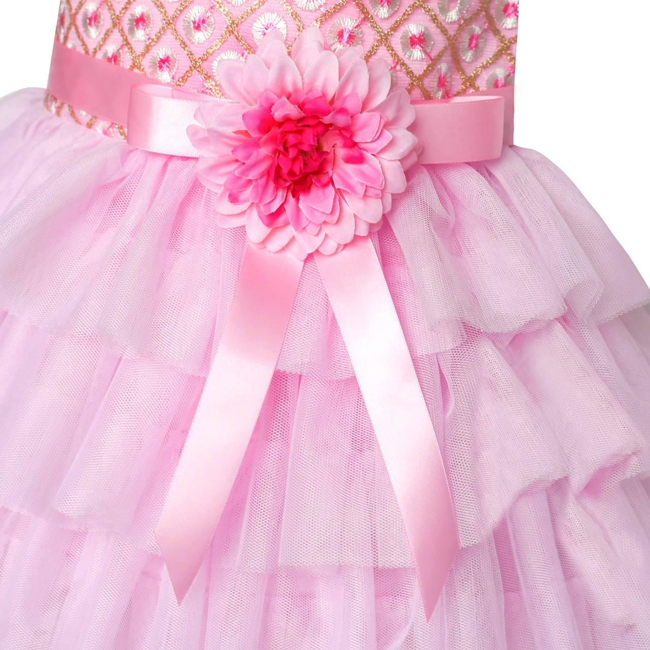 Girls Dress Ruffle Pink Flower Birthday Party 2020 Summer Princess Wedding Dresses Children Clothes Pageant Sundress Carnival | Детская
