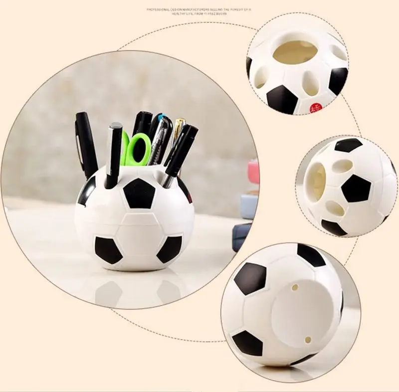 

2018 World Cup football style pen pencil holder plastic toothbrush makeup brush desktop organizer container