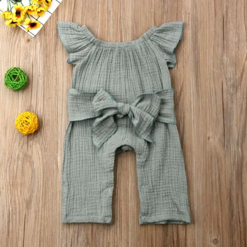 Комбинезон с открытыми плечами для маленьких девочек|Ромперы| |