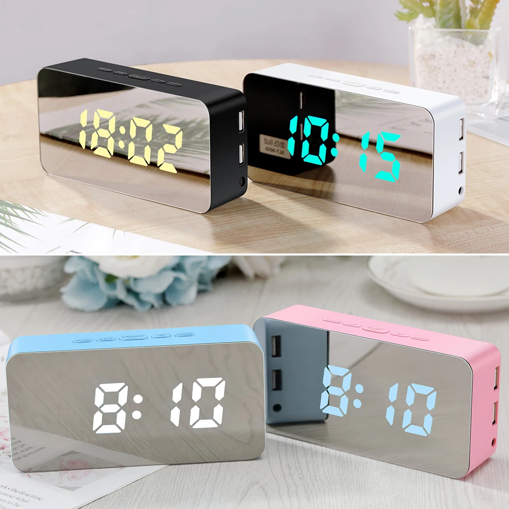 Цифровой светодиодный Будильник с питанием от USB/аккумулятора RGB настольные
