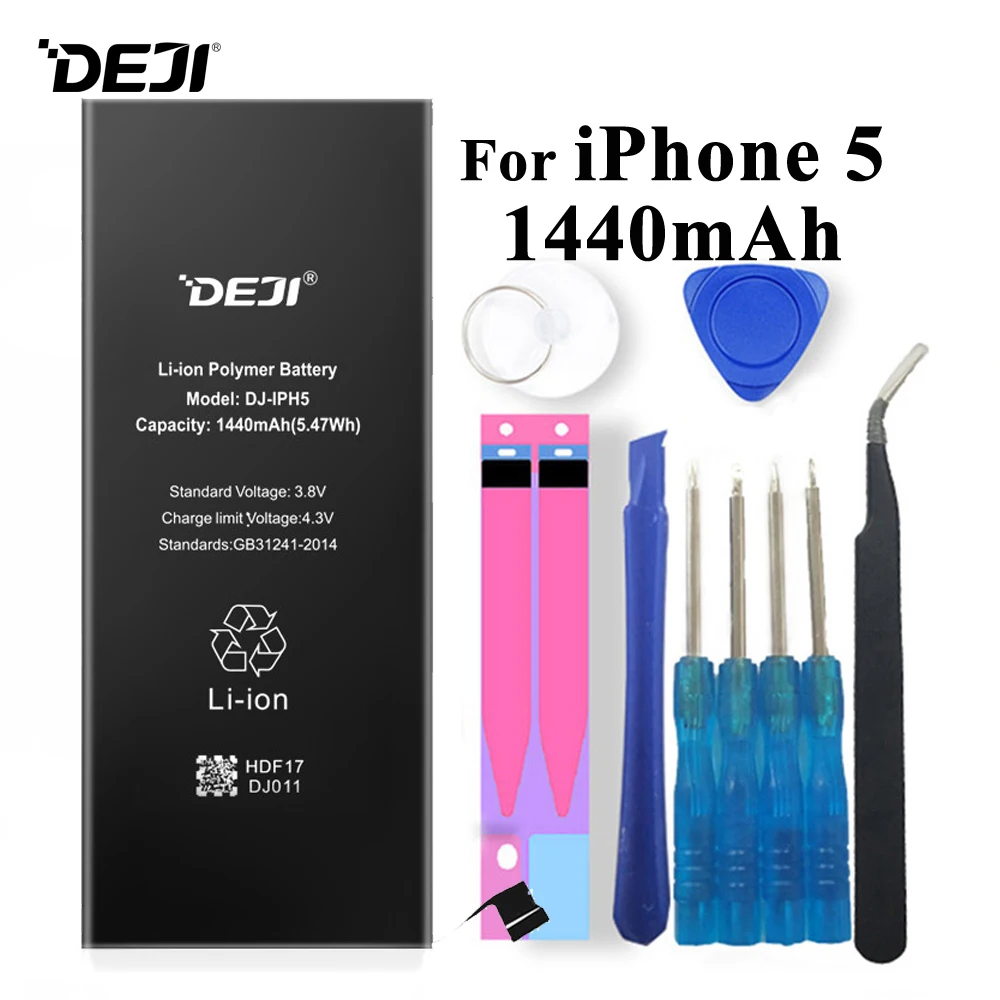 Deji батарея для iPhone 5 5G Apple iPhone5 1440mAh Емкость встроенные литий-полимерные батареи +