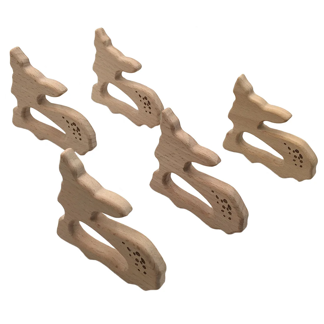 Прорезыватель из буковой древесины Aniamls Sika Deer timber Roe Bambi пищевой DIY цепочка для