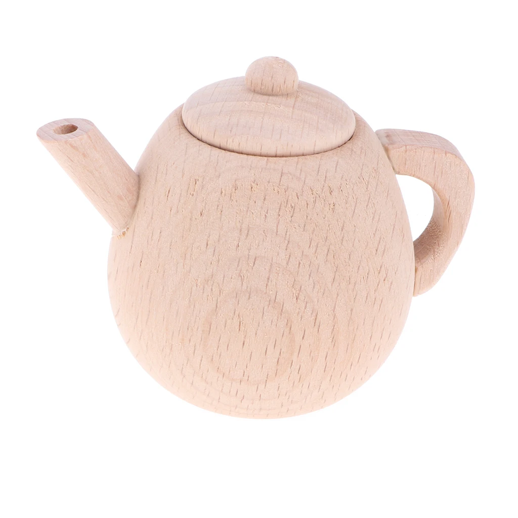

16pcs/set Wooden Solid Beech Tea Coffee Cup Saucers Tray Pretend Kitchen Toy