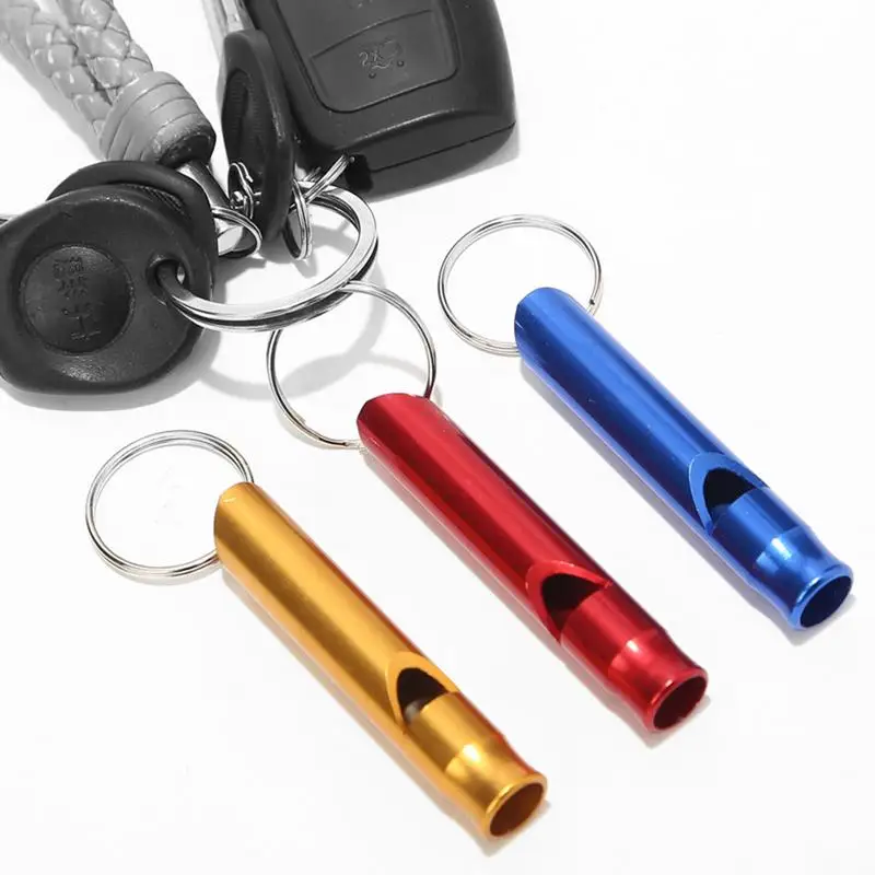 

Outdoor Aluminum Alloy Whistle Keyring Keychain For Emergency Safety Survival Hiking Camping Sports Tool Whistle Random Color