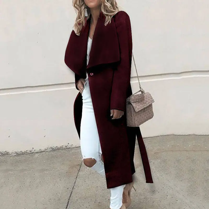 Women Lapel long sleeve Coat Winter Warm Cardigan Trench Parka Jacket Sweater | Женская одежда
