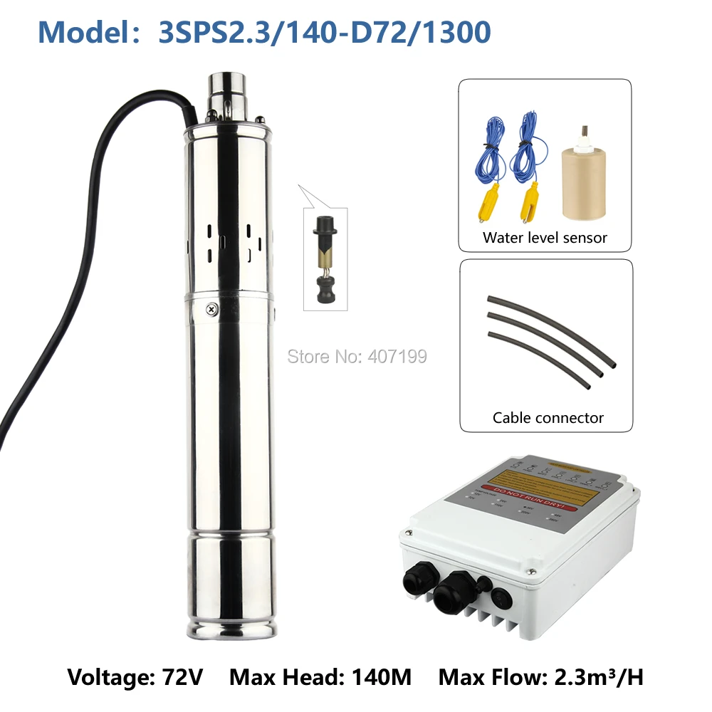 

72v dc stainless steel deep well solar water pump submersible solar pumping system bomba solar 3SPS2.3/140-D72/1300