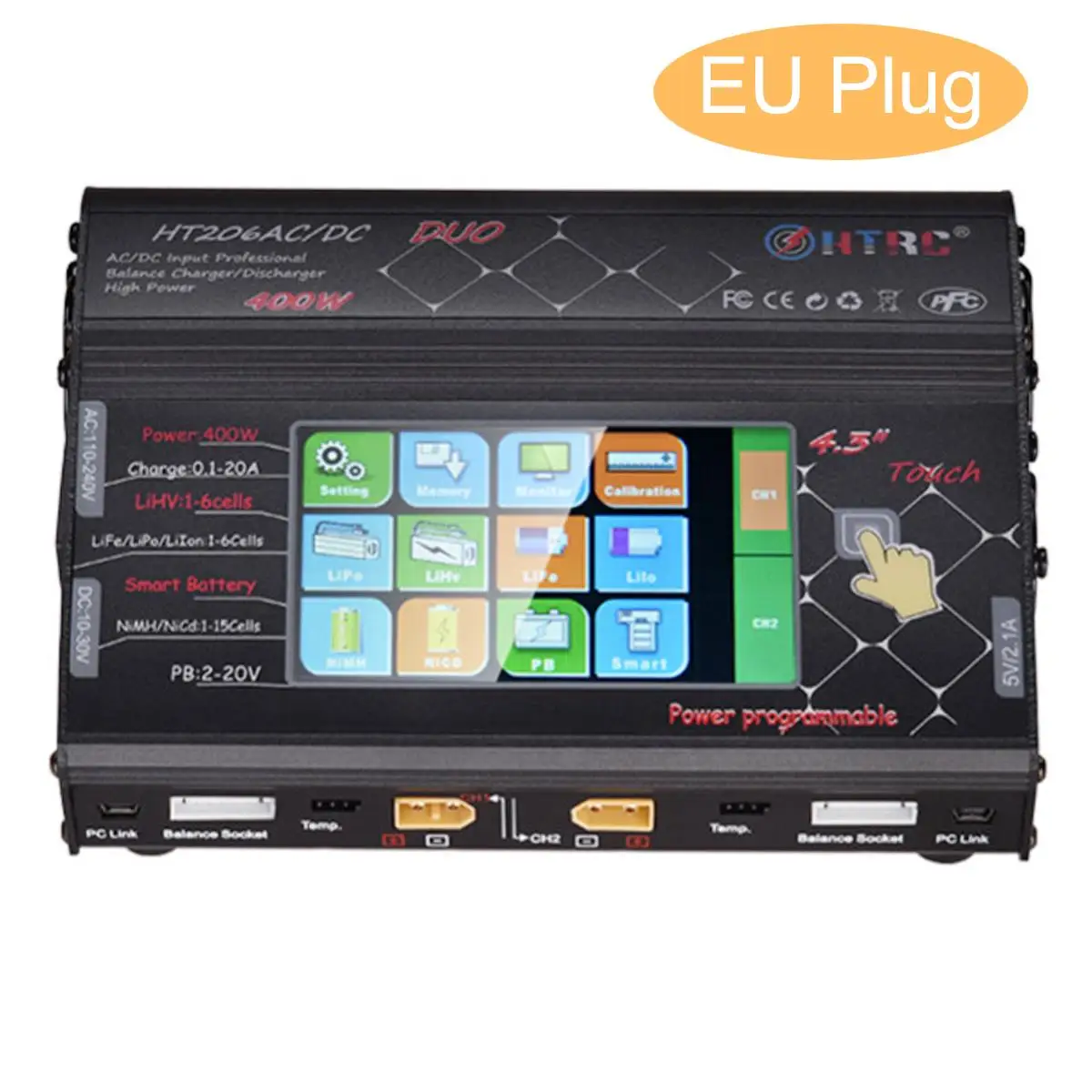 2018 Новый HTRC HT206 AC/DC сенсорный экран RC баланс зарядное устройство для литий ионной