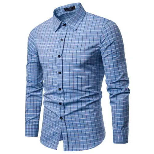 Для мужчин Slim Fit платье с длинными рукавами рубашка повседневное футболки Бизнес