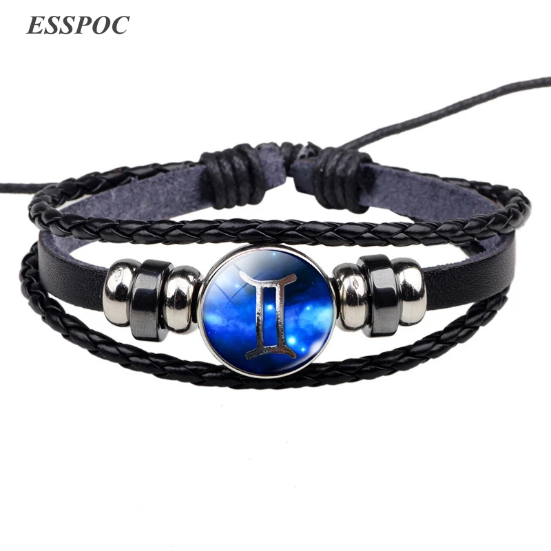 Мужской и женский кожаный браслет на пуговицах винтажный черный с 12 знаками