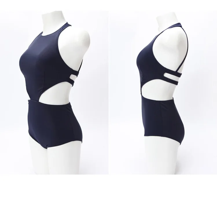 Sexy Solid Korean Thong Swimsuit One Piece Halter Hollow Out Bodysuit Swimwear Sport Bathing Suits 2019 Monokini | Спорт и