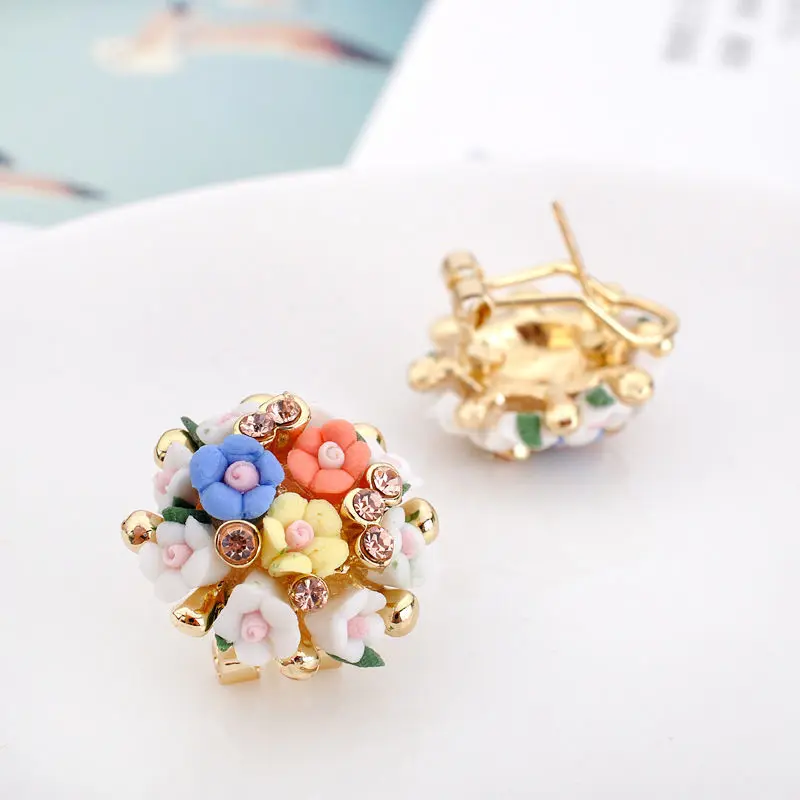 

1 Pair Elegant Flower Women Crystal Rhinestone Ear Stud Fashion Earrings Jewelry Wedding Party Statement Engagement Jewelry Gift
