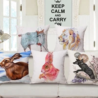watercolor animal patter print ative throw pillowcase pillow cover cushion soft room gifts single sides printing