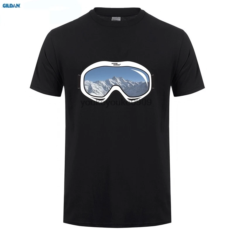 GILDAN Skier Goggles T-SHIRT Him Her Mountain Snowboard Skiinger Skiser Funny Gift Birthday Loose Short Sleeve Mens T Shirts | Мужская