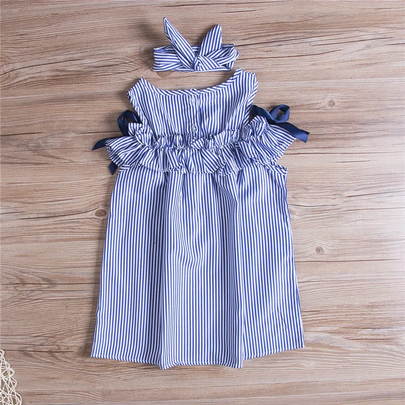 Fashion Striped Toddler Children Dress Summer Girl Clothes Princess Kids Girls Off Shoulder Ruffles Party Dresses 1-6 Years | Детская