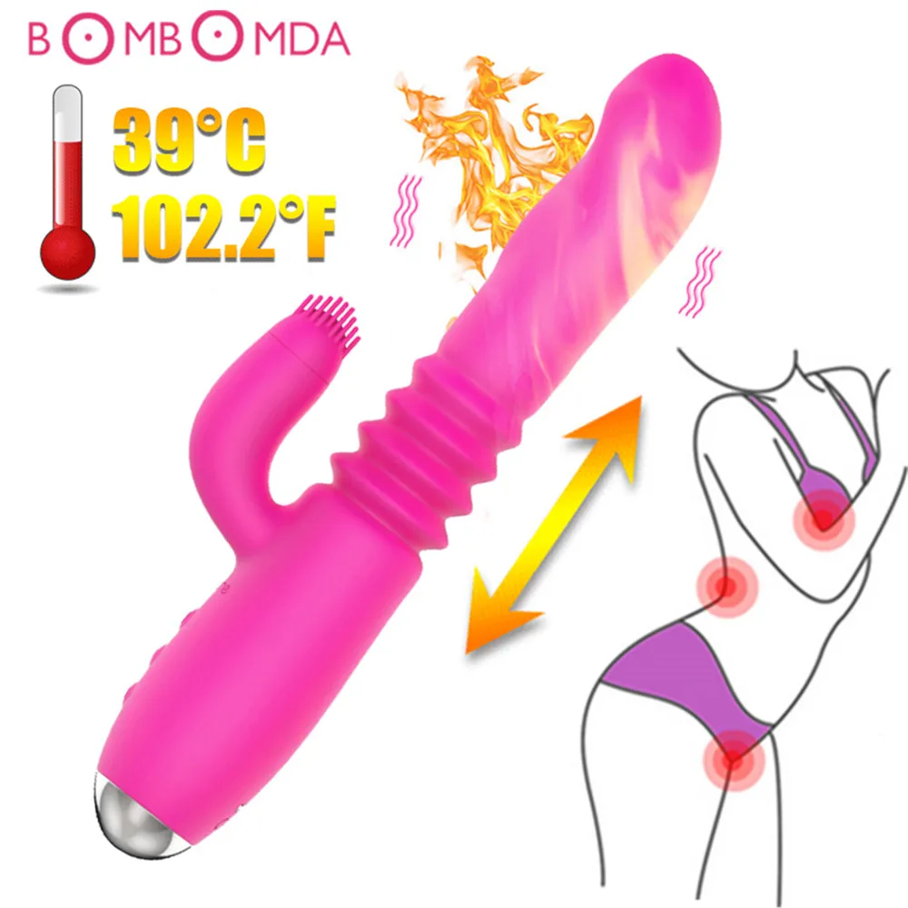 Wireless Remote Heating Telescopic Automatic Sex Machine Female Masturbation Big Dildo Vibrators Sex Toys For Women