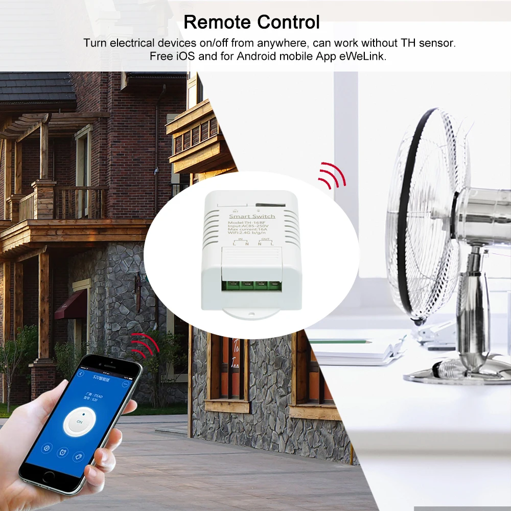 RF 433MHz Wifi переключатель 16A/3500W eWeLink TH 16 контроль температуры умный домашняя