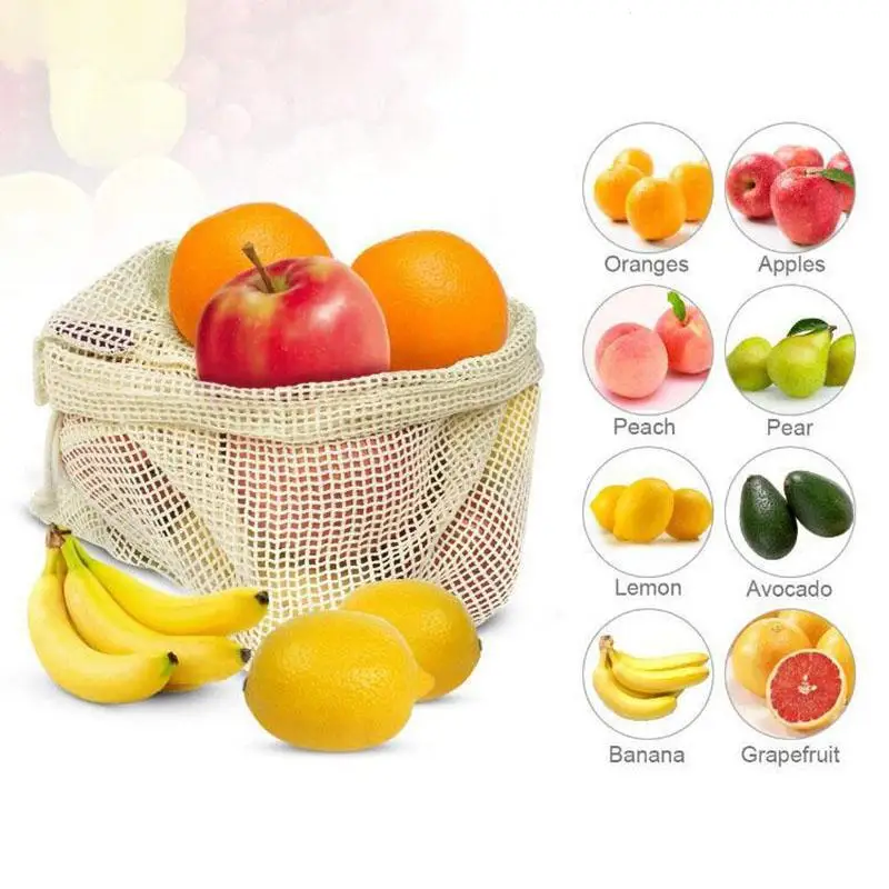 Reusable Mesh Produce Bag Washable Eco Friendly Bags For Fruit Vegetable Potato Garlic Onion Grocery Portable Shopping Pouch A30 | Дом и сад