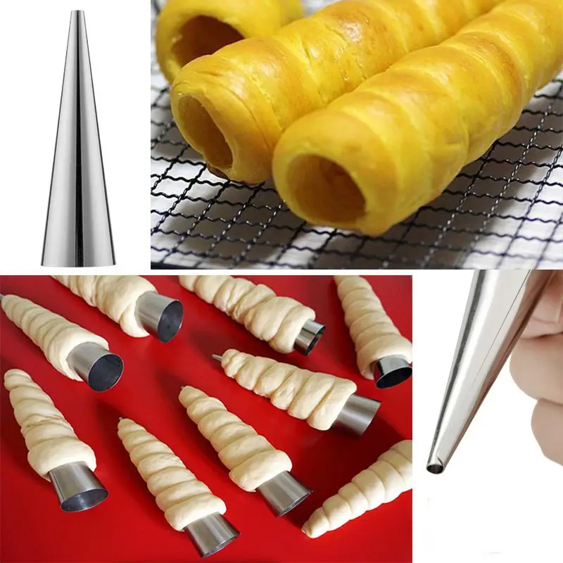 5 шт. DIY конусы для выпечки из нержавеющей стали спиральных Круассанов трубы Рог