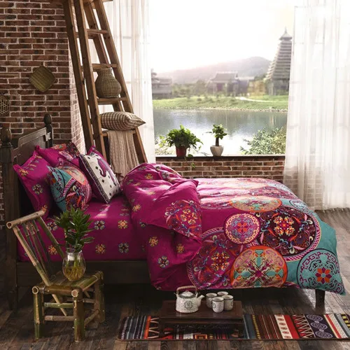 

Pink Bohemian Oriental Mandala Bedding Quilt Duvet Cover Set Single Queen King10