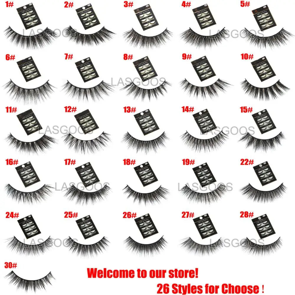 LASGOOS 3 парт/лот 3D накладные ресницы натуральные короткие волнистые Горячие для