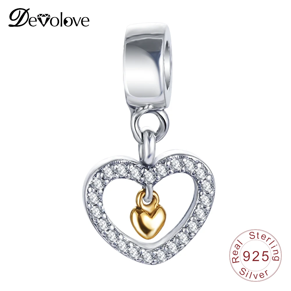 Devolove Love Forever в моем сердце шармы бусины Pandora браслет кулон 925 стерлингового