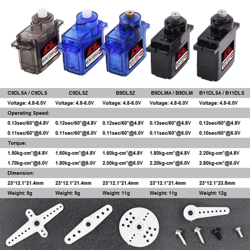 Горячая AGF B9DLMA 2 кг RC Servo маленькая Torsion 9g микро-металлическая передача Аналоговый