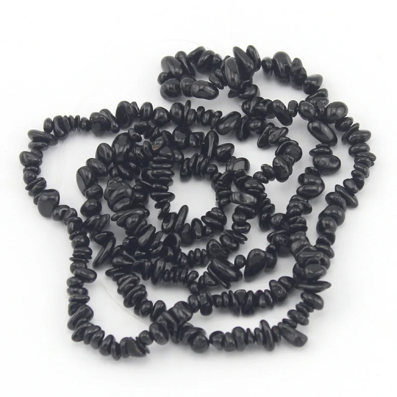 

Free Shipping 7-8mm Wholesale Black tourmaline Freeform Chips Natural Stone Gems Jewelry Findings Beads Strand 34 inch