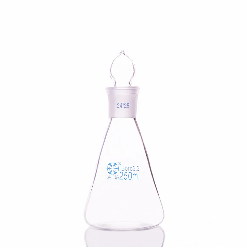 Conical flask with standard ground-in glass stopper,Capacity 250ml,joint 24/29,Erlenmeyer flask with standard ground mouth