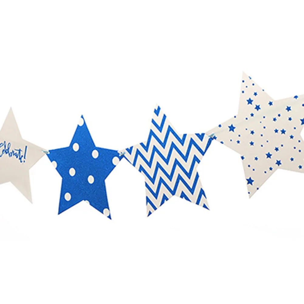 Party Supplies Star Paper Banner Hanging Decor Garland 2M Blue Wedding Baby Shower Bunting Dotted Stars INS Style | Дом и сад