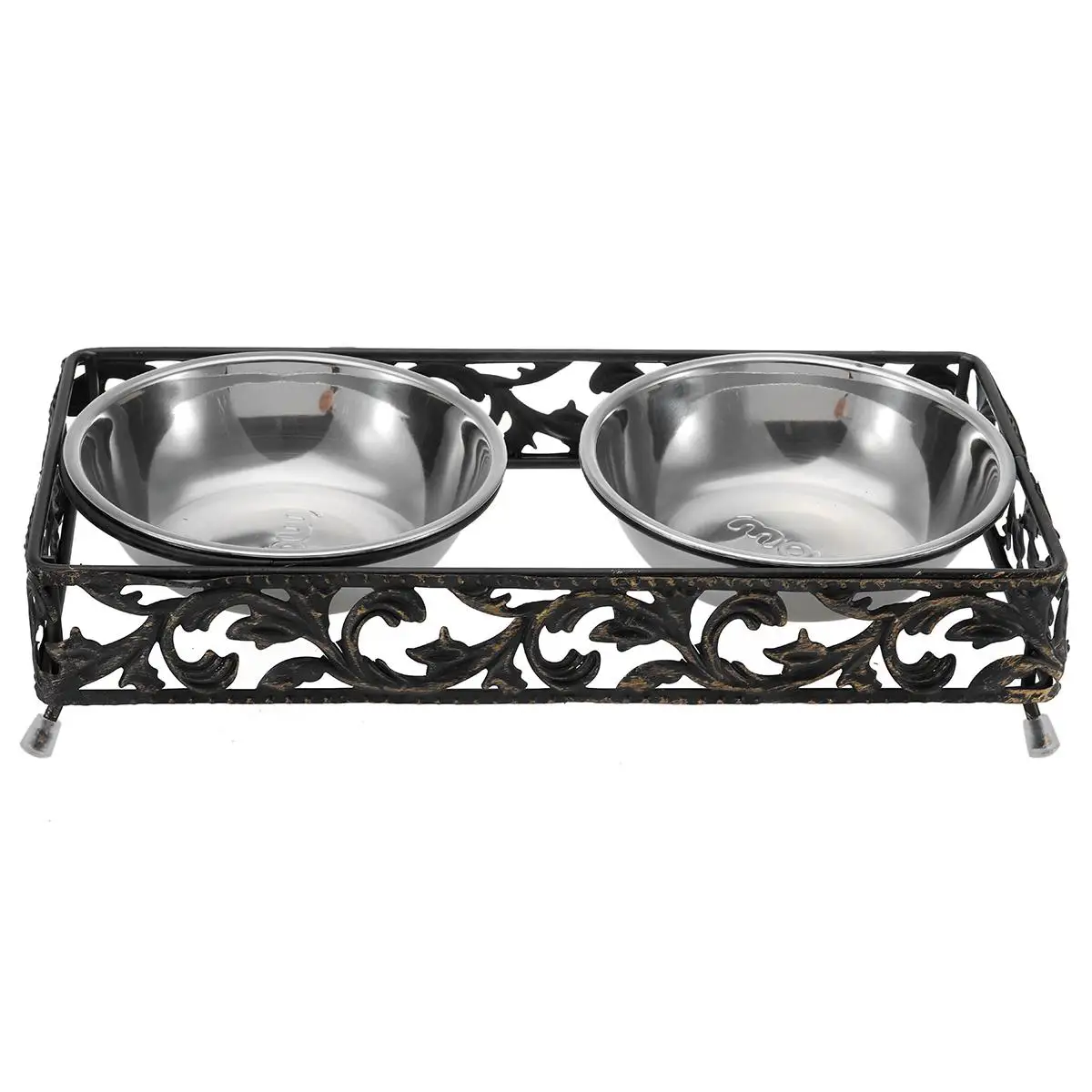 Нержавеющая сталь двойная миска для собак comedero путешествия подачи воды чаша с Нескользящие подставка для питомца, собака, кошка, щенок миска для воды или еды