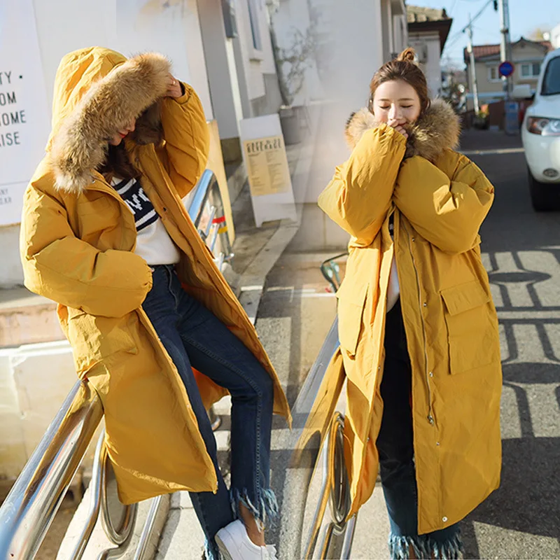 

2019 Winter Korean Heavy Seta Lead Cotton-padded Jacket Easy Student Overknee Cotton Loose Coat Long Fund Clothes Woman Tide