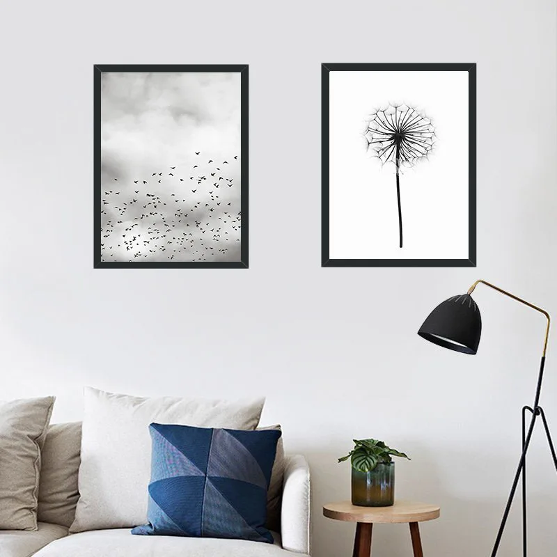 

Nordic Wild Goose and Dandelion Canvas Painting Without Frame Wall Hanging Painting Library Art Room Simple Picture Wall Art