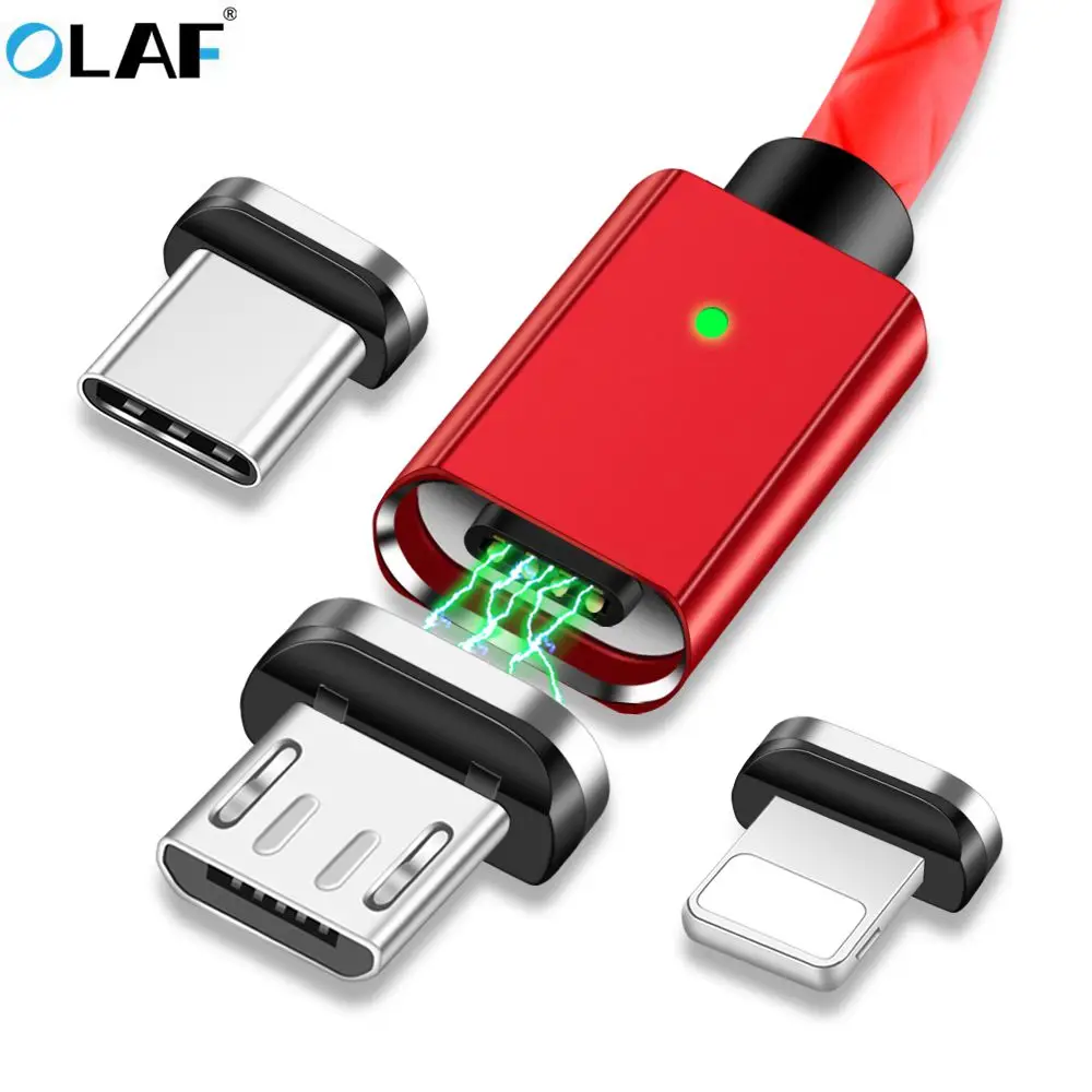 Магнитный USB кабель OLAF 3A для iPhone Type C магнитное зарядное устройство зарядный Micro