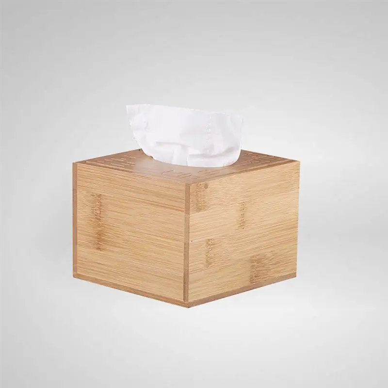 1pc Tissue Box Desktop Bamboo Square Paper Case Napkin Holder Container for Hotel Shop Car Office | Дом и сад