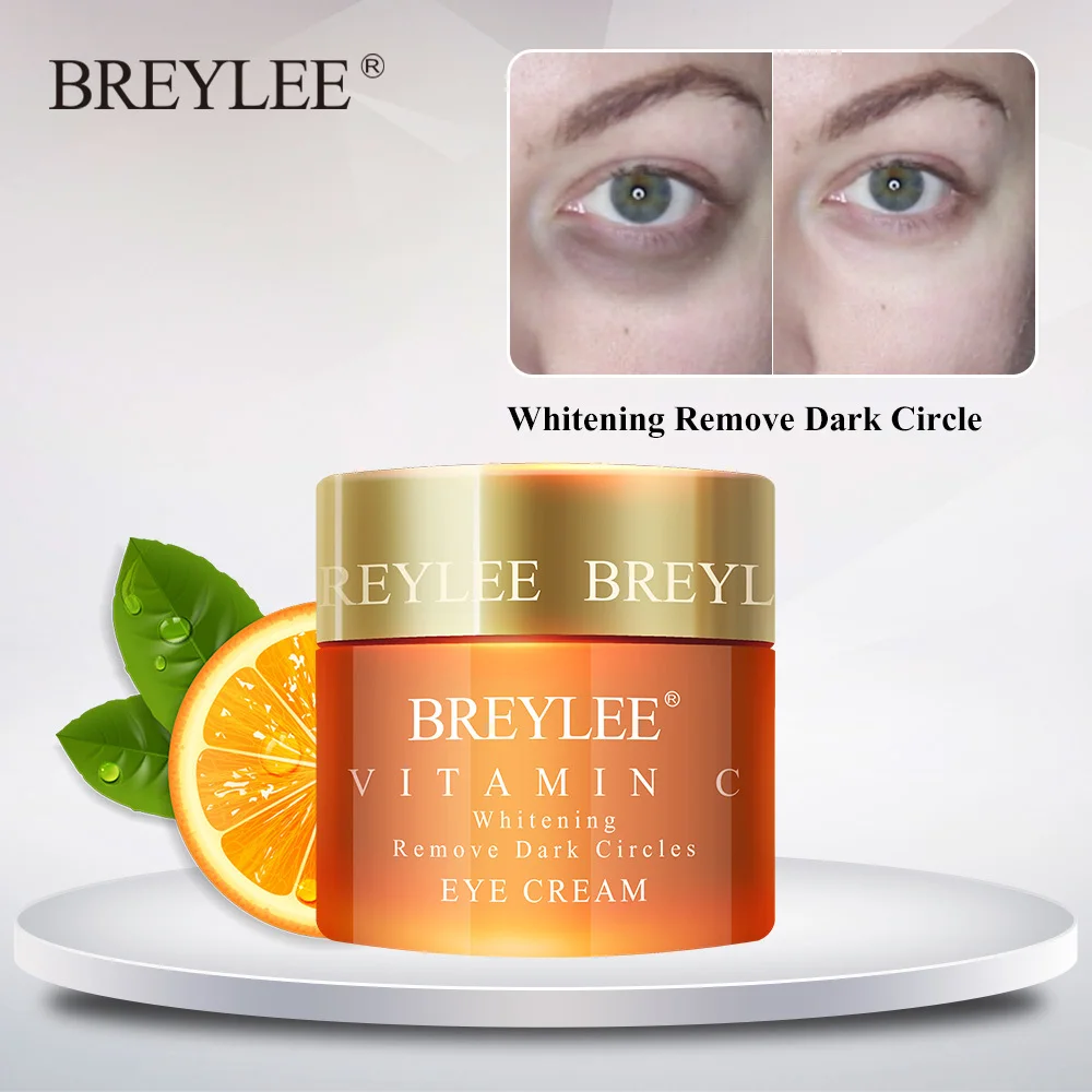 Крем для глаз BREYLEE с витамином С отбеливающий удаляет темные круги выцветающие