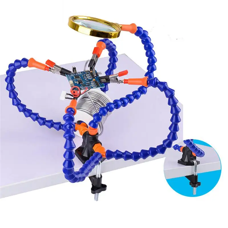 Multifunctional Soldering Station Third Hand Tool With 3/5 Flexible Arms Soldeirng Iron Holder Fan for PCB Welding Repair | Игрушки и