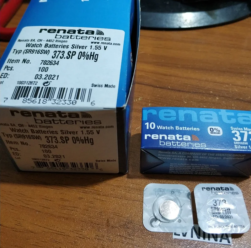 100Xrenata Silver Oxide Watch Battery 373 SR916SW 916 1.55V 100% original brand renata renata916 battery | Электроника