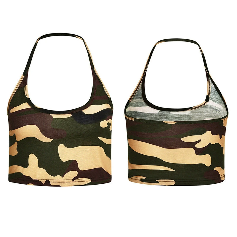 Женский укороченный топ Camo сексуальный Повседневный Топ без рукавов на