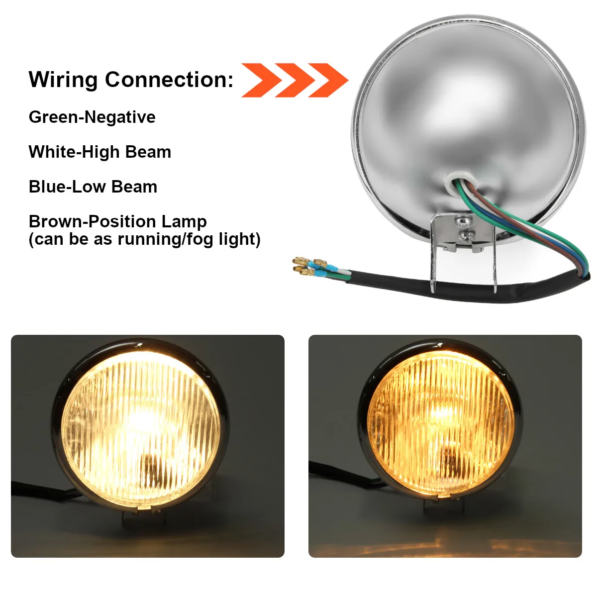 Универсальная мотоциклетная фара 5 дюймов хром черная 12 В 35 Вт круглая