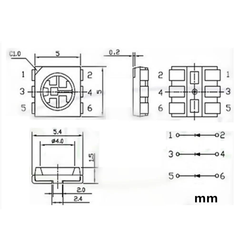 2 шт./лот 5050 SMD 850nm инфракрасный светодиод 3 чипа 12mil для камер видеонаблюдения