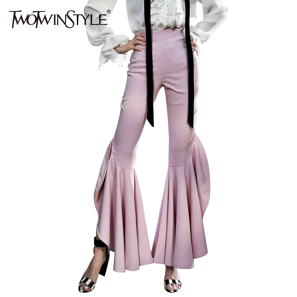 Брюки TWOTWINSTYLE для женщин расклешенные брюки женская повседневная одежда с