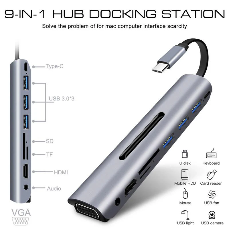 AABB-3 Usb C 3 0 на Pd концентратор Алюминиевый многопортовый адаптер с 4K Hdmi Sd Tf