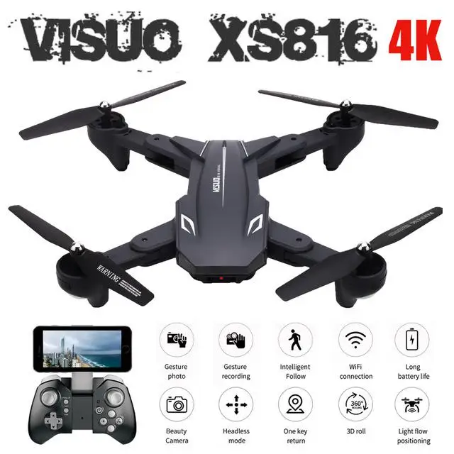 XS816 оптическое позиционирование потока 4K 720P Двойная камера Wifi FPV RC Дрон жестовая