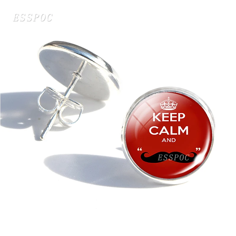 Ювелирные изделия Keep Calm для мужчин и женщин стеклянные серьги Крючки с кабошоном