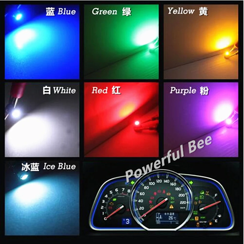 50 x T5 5050SMD светодиодные лампы для приборной панели белый синий зеленый красный