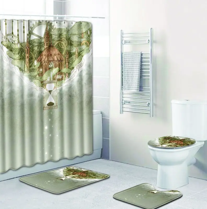 T обратный отсчет коврик для ванной комнаты набор 4 шт занавески душа 3D коврики