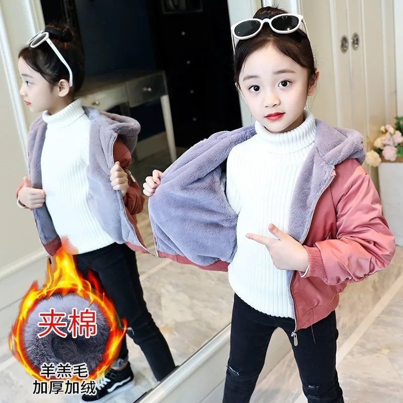 Fleece Teenage Children Coat Baby Girls Winter Coats Long Sleeve Clothes Thick Sports Toddler Jacket Hooded Kids Outerwear 2018 | Детская