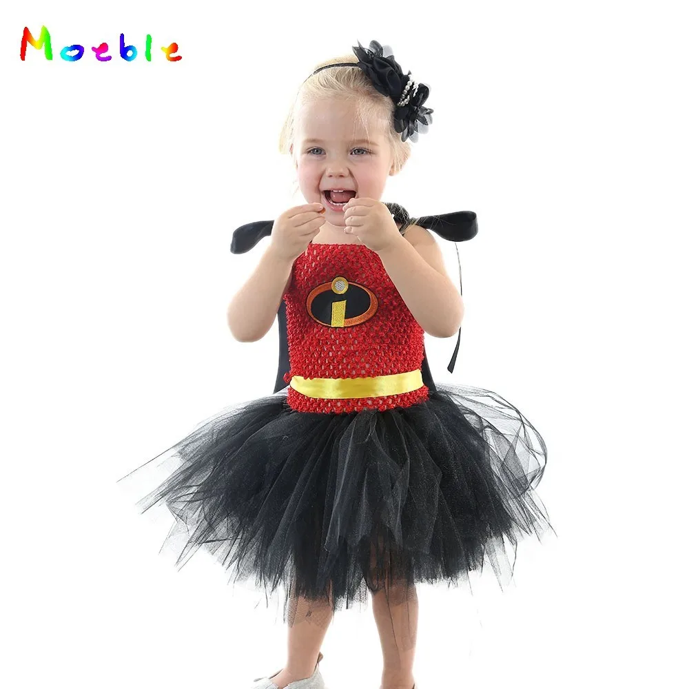 Red Black Incredible Girls Tutu Dress Superhero Theme Birthday Party Dresses Girl Baby Halloween Cosplay Costume for Kids | Детская