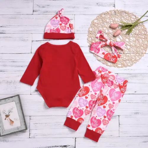 2019 Одежда для новорожденных девочек и мальчиков с надписью My 1St Valentine's Day
